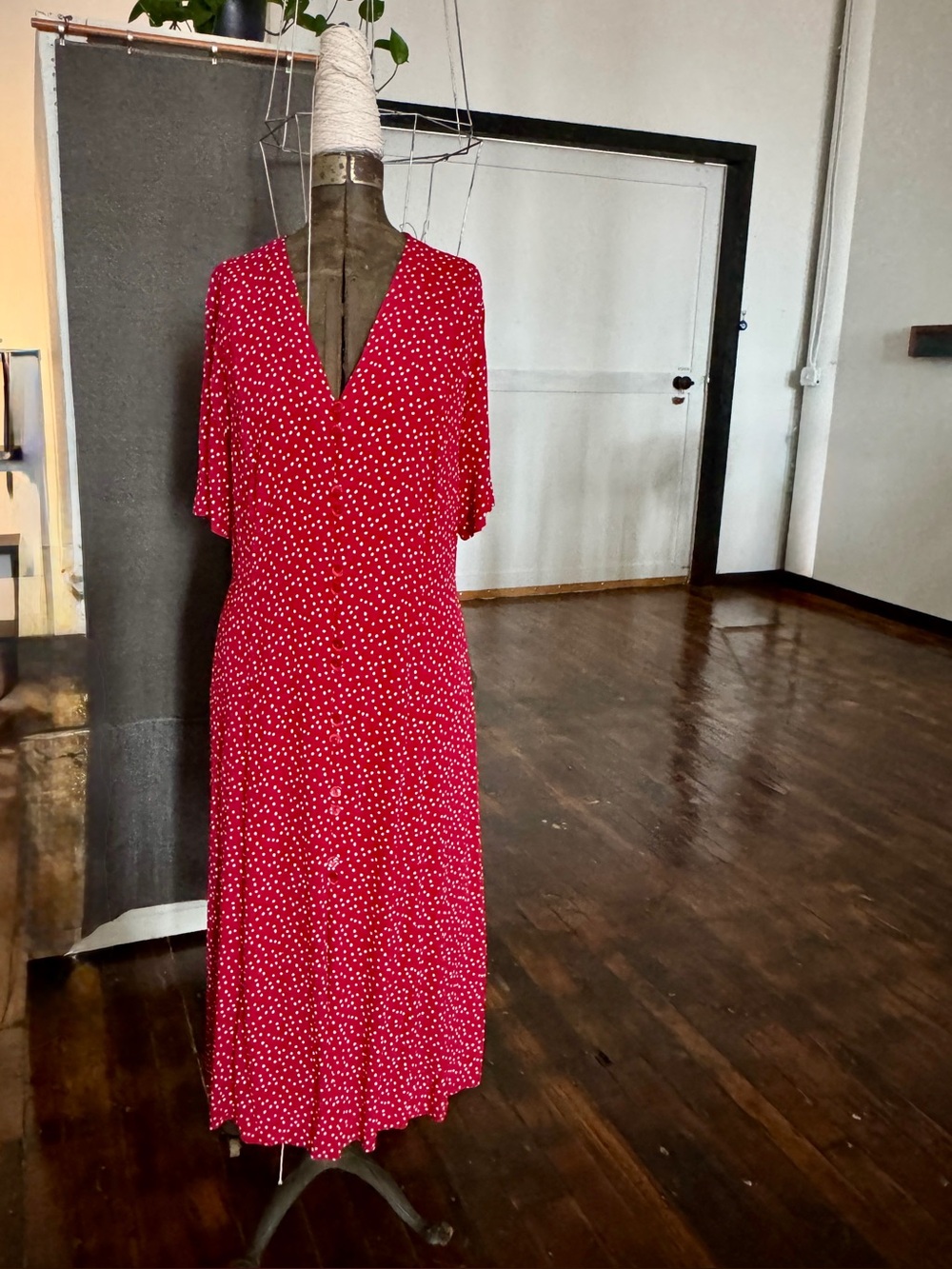 Vintage 1980 red polka dot dress